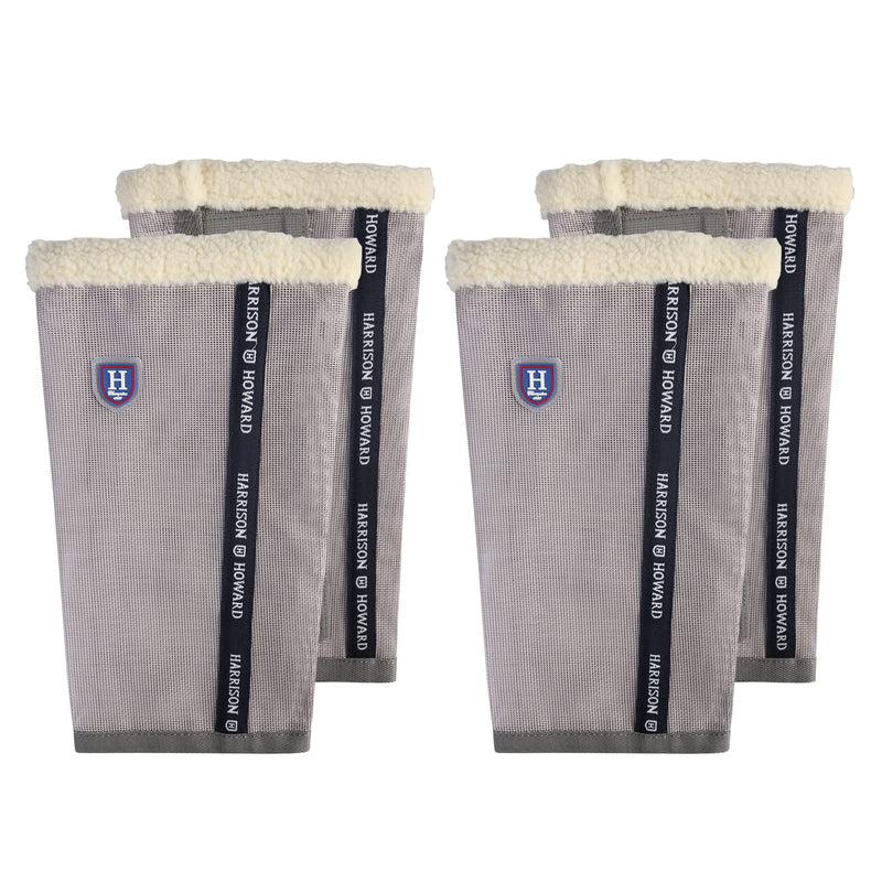 Harrison Howard Loose-Fitting Horse Fly Boots UV-Protective, Breathable, Tear-Resistant Fine Mesh Leggins Stay-on Comfortable Fly Boots with Ultra-Soft Wool Trim (Set of 4) Original Grey Pony (Small) Pony (Small) - BeesActive Australia