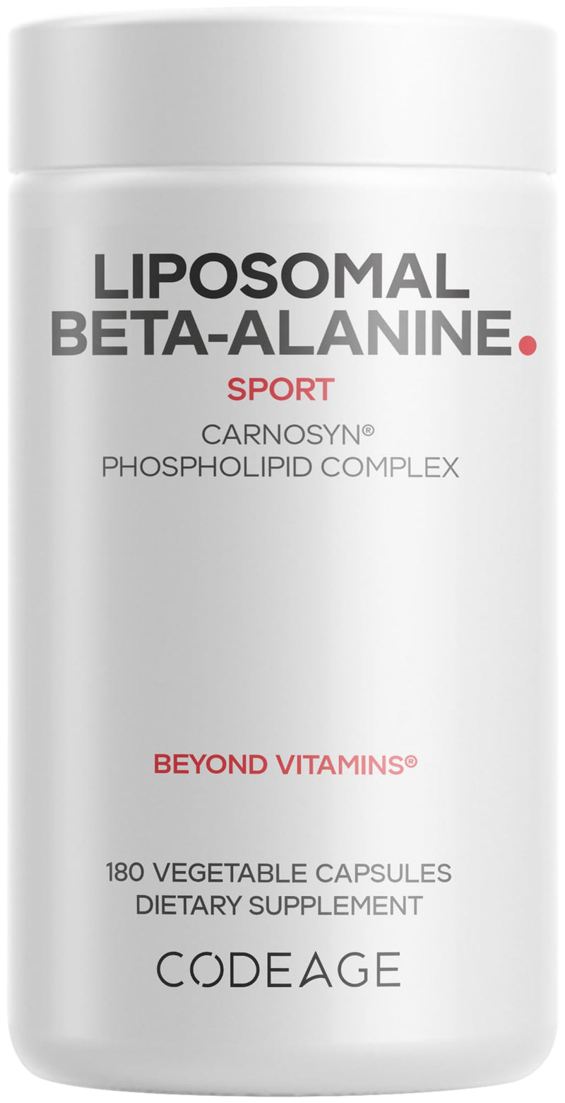 Codeage Liposomal Beta-Alanine, CarnoSyn, Pre & Post Workout, 180 Capsules | CarnoSyn beta-alanine with liposomal delivery from sunflower phospholipids. Two-month supply. Non-GMO.