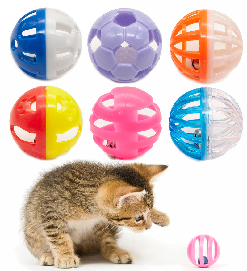 Fashion's Talk 12PCS Value Pack Plastic Ball Cat Toys Lattice Balls with Bell Jingle Kitten Toy,Gift Box 1.5" 6 Styles 1.5" 12pcs(6 styles with various colors） - BeesActive Australia