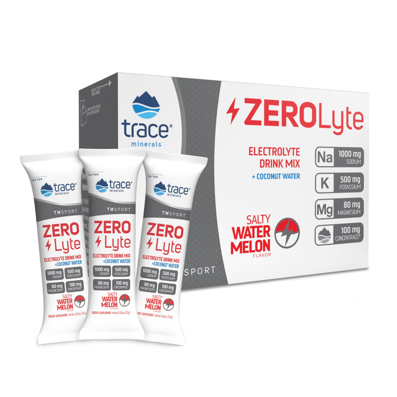 Trace Minerals ZEROLyte (Salty Watermleon) | Sugar Free Electrolyte Powder Drink Mix | Hydration, Immunity & Energy Support Powered by Concentrace | Gluten Free, Vegan | 30 Packets Salty Watermelon - BeesActive Australia
