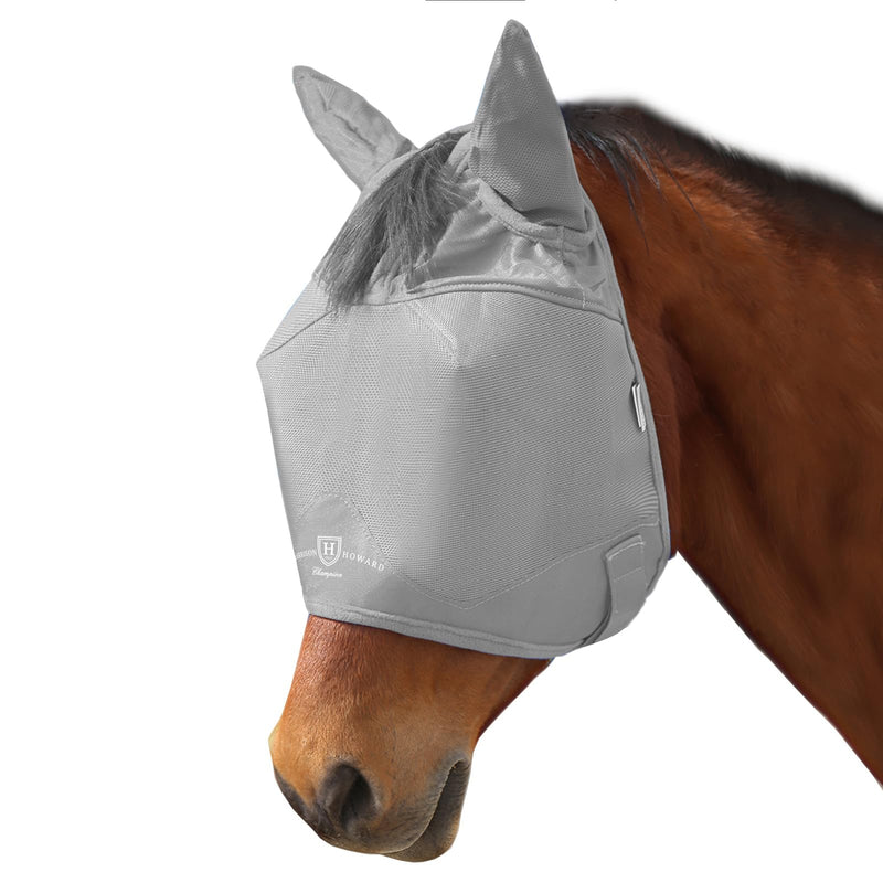 Harrison Howard UV-proof Multi-Function Fabrics Thick Fleece Padding Horse Fly Mask Half Face with Ears Original Grey Yearling Small Yearling (Small) - BeesActive Australia