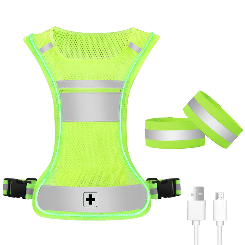 JOTVESUTR Led Reflective Running Vest, Rechargeable Running Lights for Runners, High Visibility Reflective Gear for Night Running Cycling Walking - BeesActive Australia