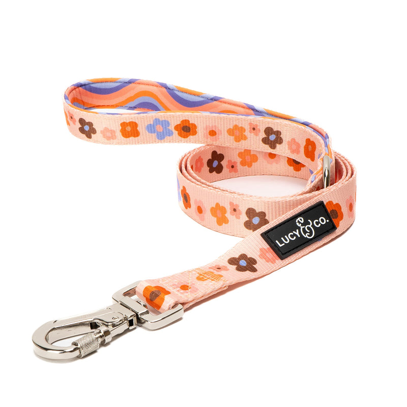 Lucy & Co. Designer Dog Leash - Pet Accessories - Thick Dog Leash - Padded Handle for Comfort - Purple with Green Floral - 5 Foot (Purple Coral Floral, Large) Let's Groove - BeesActive Australia