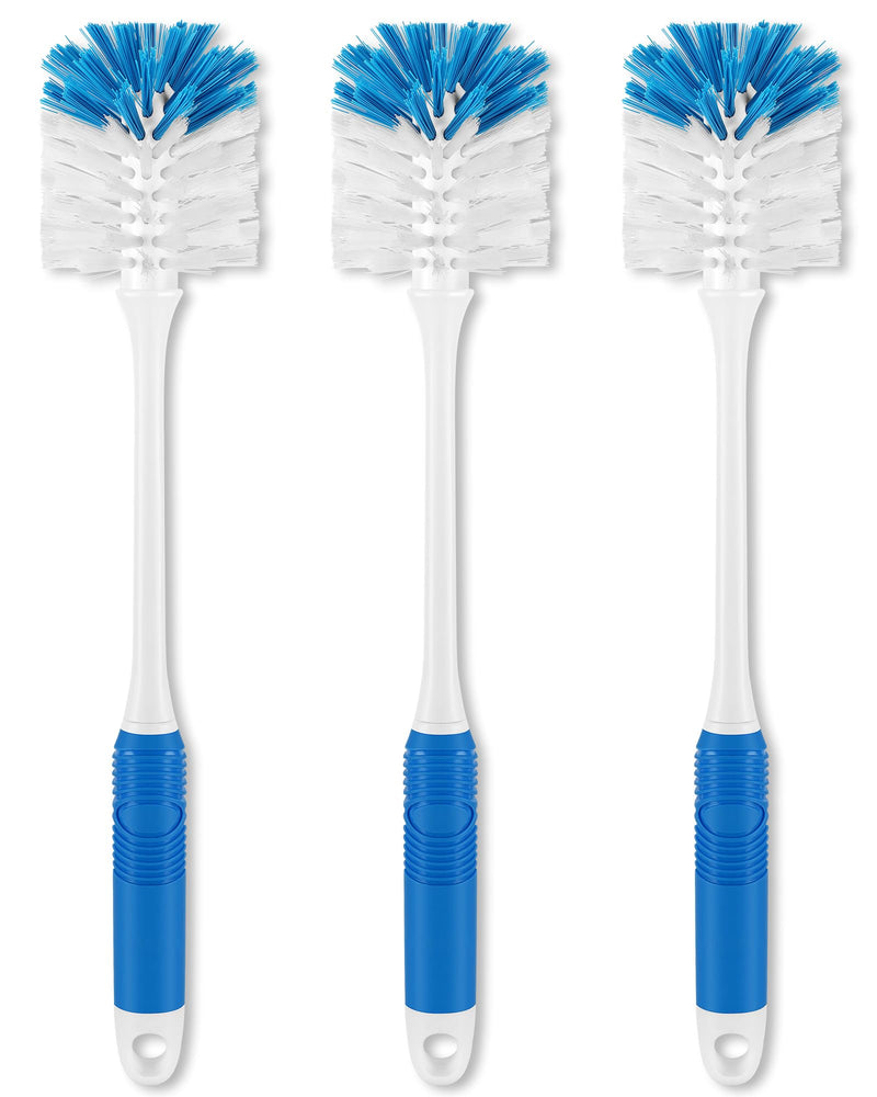 Long Handle Bottle Brush, Bottle Brush Cleaner with Dual Function Bristles for Water Bottles, Glasswares, Mugs, Thermoses, Baby Bottles, Blue 3 Pack Blue Bottle Brush 3pcs - BeesActive Australia