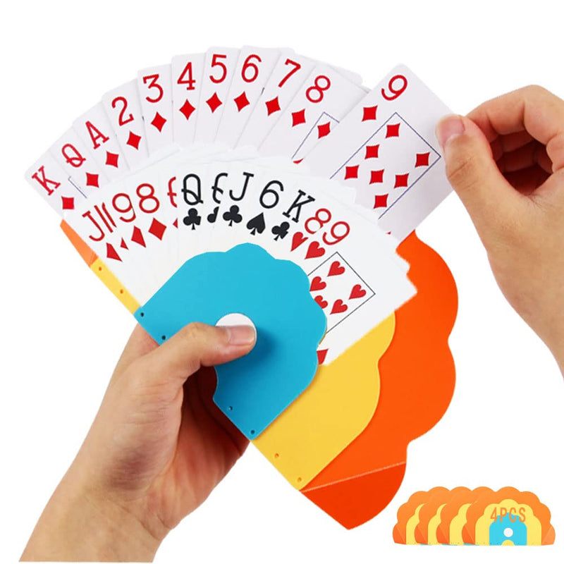 Card Holders for Playing Cards: Portable Plastic Hands-Free Kids Card Holder Gift for Poker Parties & Family Card Game Nights Set of 4