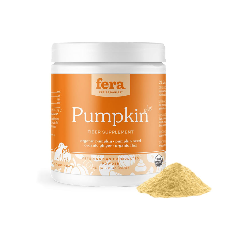 Fera Pet Organics Pumpkin Plus Fiber Supplement for Pets - Vet Created - Dog & Cat Regularity & Gut Function - Organic Pumpkin Seeds, Flax Seeds - 90 Scoops - BeesActive Australia