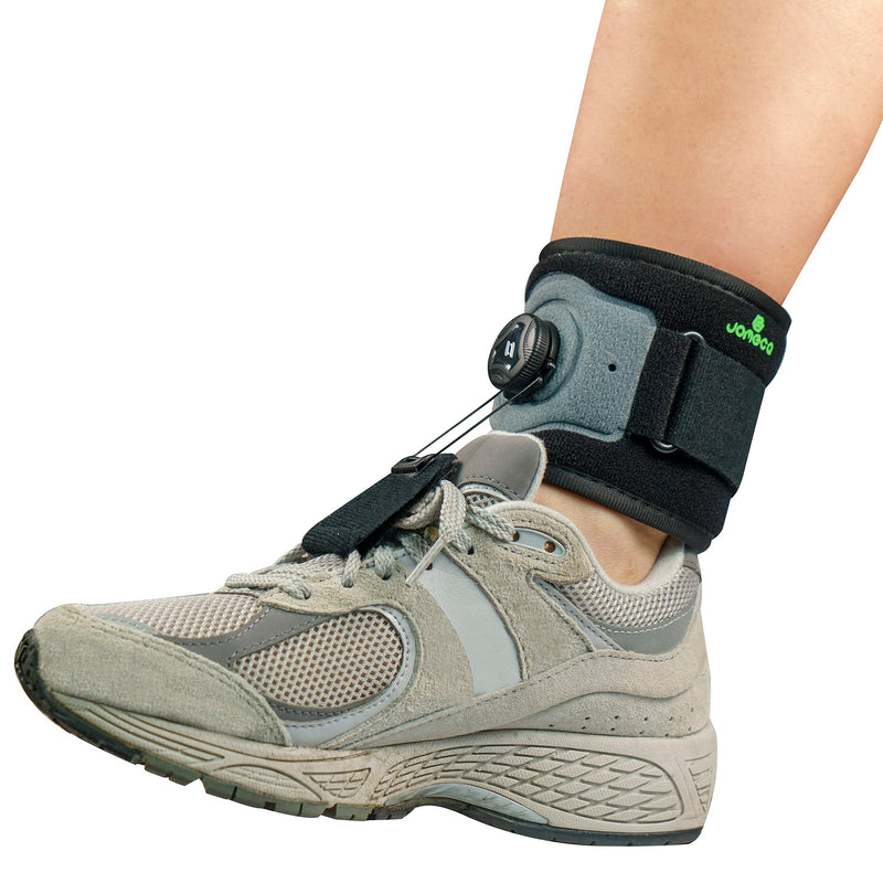 JOMECA Drop Foot Brace with Reel-Adjust Dorsiflexion Drop Foot Support Lifting Up Foot Drop Brace for Walking with Shoes for Foot Drop Cause by ALS,MS,Stroke,Diabetic Neuropathy AFO Fit Women & Men (1, Gray-Black) 1 - BeesActive Australia