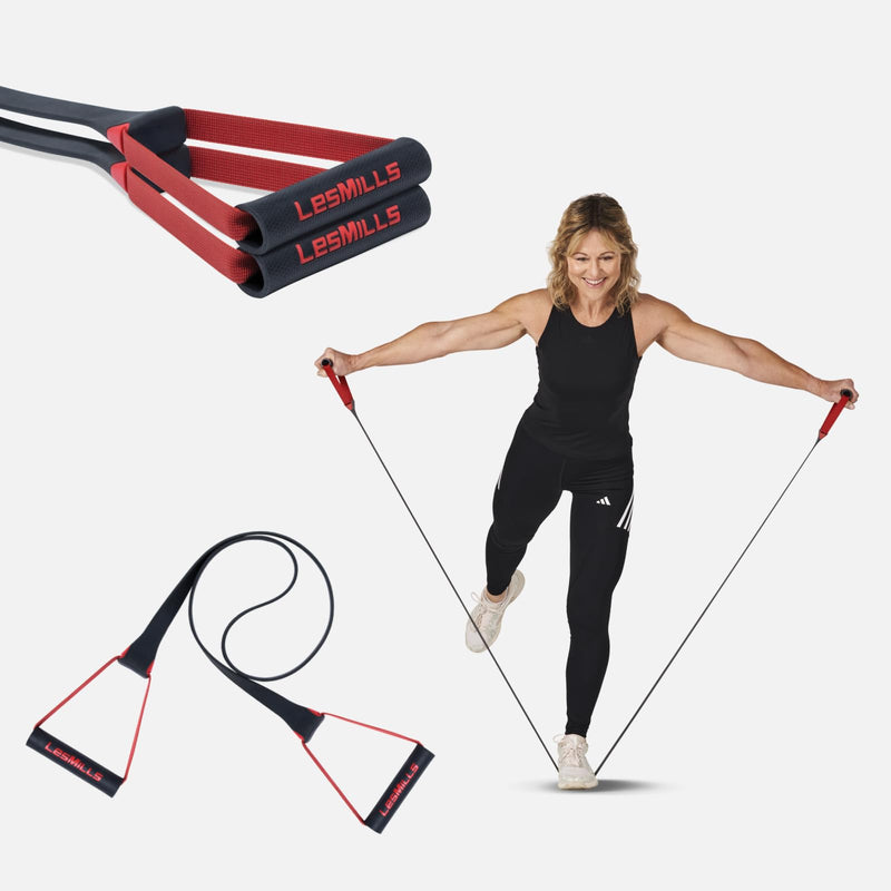 Les Mills™ SMARTBAND™ Workout Resistance Band with Handles, Home Gym Workout Equipment, Elastic Stretch - BeesActive Australia