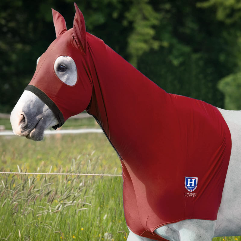 Harrison Howard Stretch Horse Slinky Hood All-Covered Comfortable Horse Sleazy Neck with Zipper -Red Large Red Full (Large) - BeesActive Australia