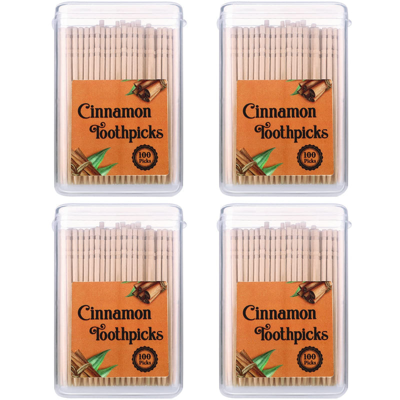 400 Pcs 4 Boxes Cinnamon Toothpicks for Adults Cinnamon Flavored Toothpicks with Clear Plastic Boxes, 100 Pcs for Each Box - BeesActive Australia