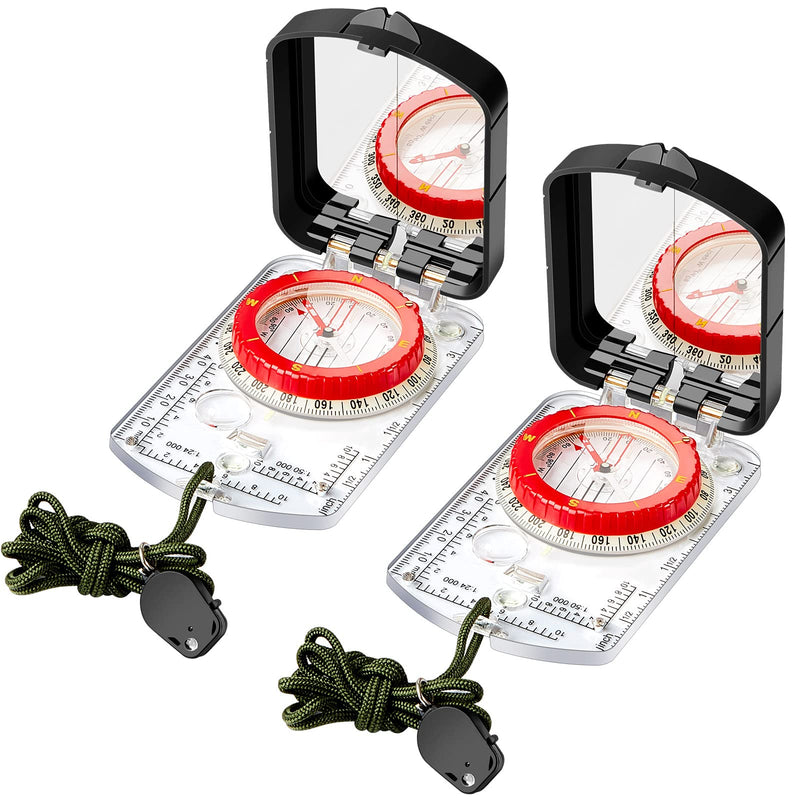Xuhal 2 Pcs Sighting Compass Mirror Adjustable Declination Compass for Hiking Orienteering Compass Map Reading Compass for Kids Camping Backpacking Survival Navigation Hunting Mountaineering - BeesActive Australia