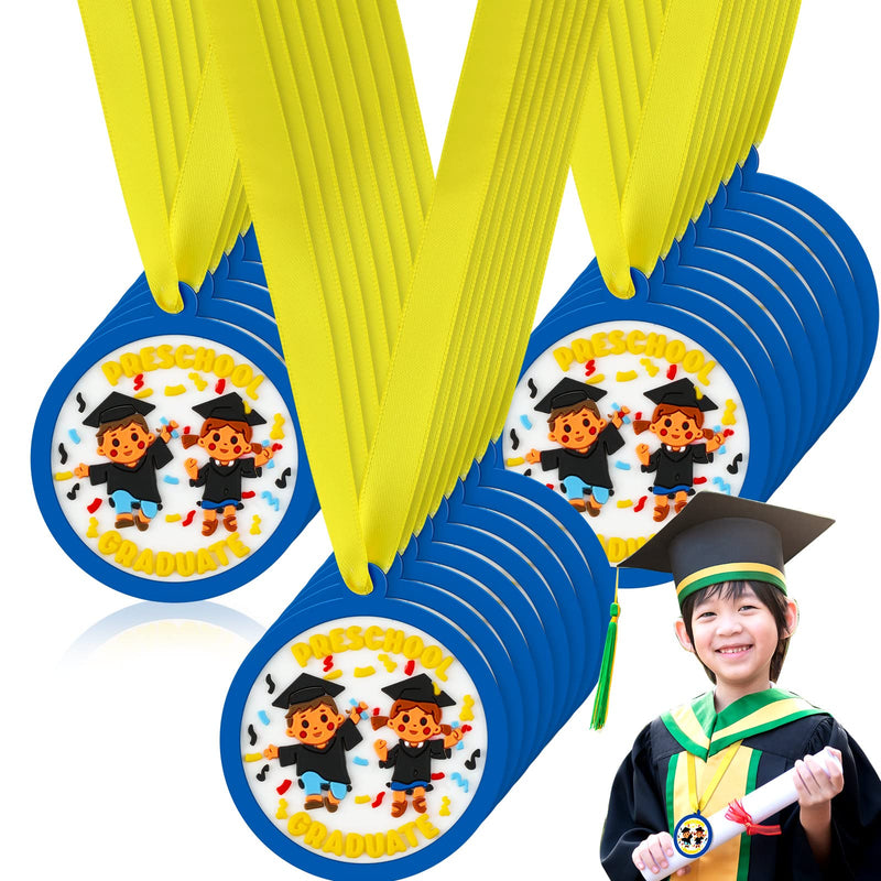 Henoyso Kids Kindergarten Graduation Award Medal Rubber Graduation Award Medal with Neck Ribbon Graduation Preschool Medals for Graduating Gifts Favors, 2 Inch 24 Preschool Graduate - BeesActive Australia