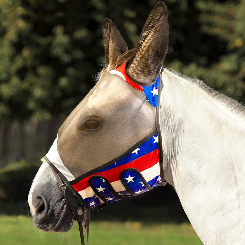 Horse Fly mask with UV Protection Soft on Skin and All-Round Breathable Mesh Non Heat Transferring,Adjustable Neck Straps（Tricolor, L - BeesActive Australia