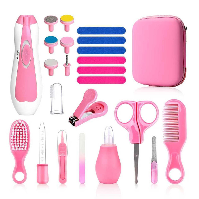 Qunlions life Baby Grooming Kit, Infant Safety Care Set with Hair Brush Comb Nail Clipper Nasal Aspirator,Baby Essentials Kit for Newborn Girls Boys, Pink-24- in-1 Pink 24 in 1 - BeesActive Australia