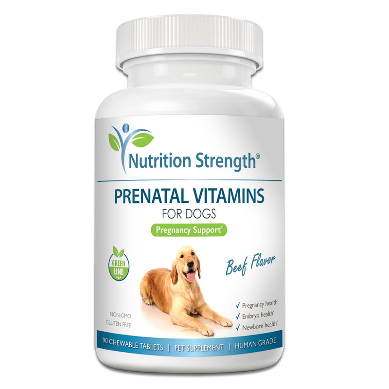 Prenatal Vitamins for Dogs to Support Development of Healthy Puppies, Promote Milk Production, with Folic Acid, Iron, Zinc, Iodine, B Vitamins for Pregnant Dogs, 90 Chewable Tablets Beef