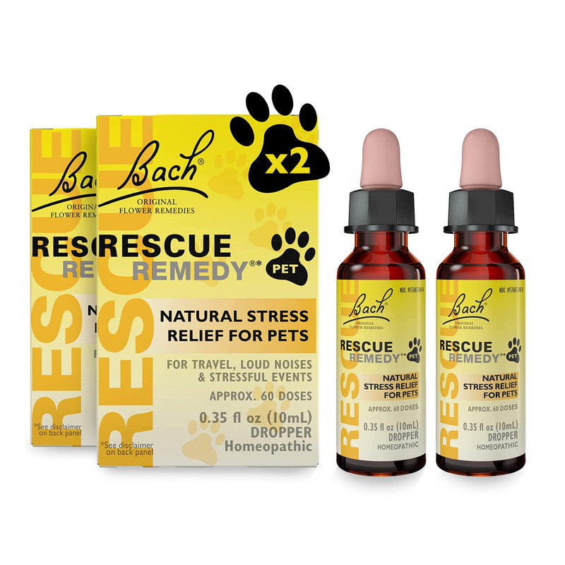 Bach RESCUE Remedy PET Dropper 10mL, Natural Stress Relief, Calming for Dogs, Cats, & Other Pets, Homeopathic Flower Essence, Thunder, Fireworks, Travel, Separation, Sedative-Free, 2 Pack - PawsPlanet Australia