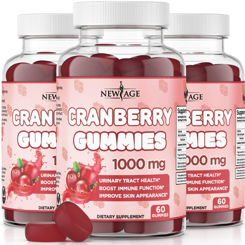 NEW AGE Cranberry Gummies Urinary Tract Health Gummies 1000mg - Supports Bladder, Kidney, UTI - Vegetarian (Cranberry 180 Gummies) 3