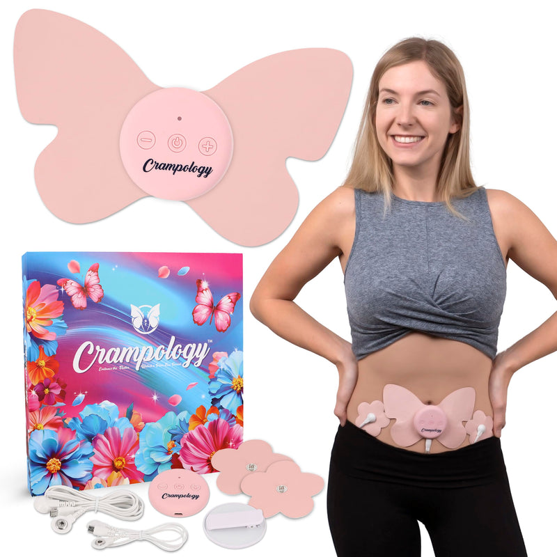 Relief Pink-Period Cramps Pain Relieving Device, Cramp Massager for Menstrual and Lower Back Ache, Reduces Endometriosis Discomfort, PMS TENS Unit, Wireless or Wired, Natural Cycle Support - BeesActive Australia
