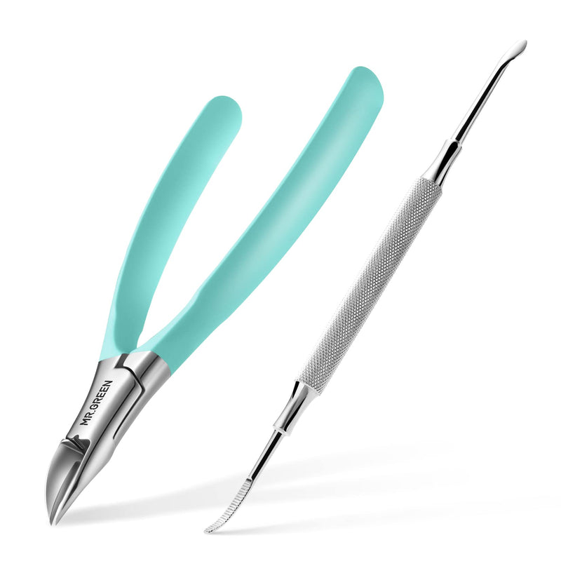 MR.GREEN Toenail Clippers Stainless Steel Ingrown Nail Cutter Thick and Hard Nails Pedicure Manicure Tools (Green+Nail Remover) Green+nail Remover - BeesActive Australia