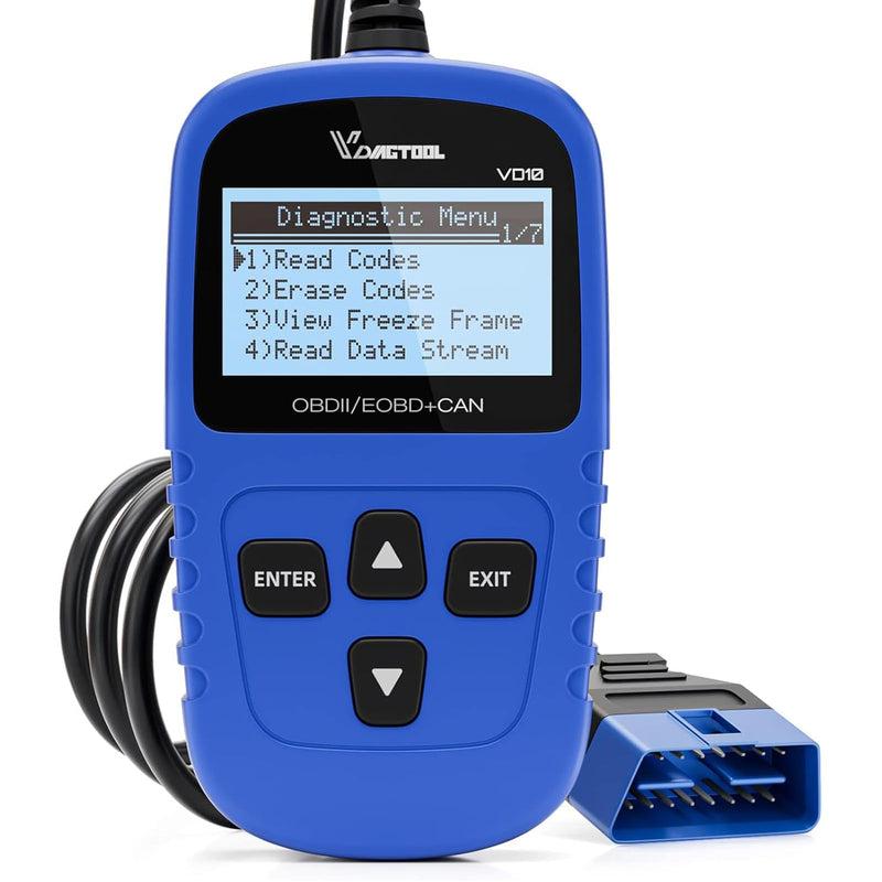 VDIAGTOOL VD10 OBD2 Scanner Code Reader Car Diagnostic Tool Engine Fault Code Reader for Turn Off CEL with Freeze Frame/I/M Readiness for All OBDII Protocol Cars, OBD2 Scanner Diagnostic Tool Blue - BeesActive Australia