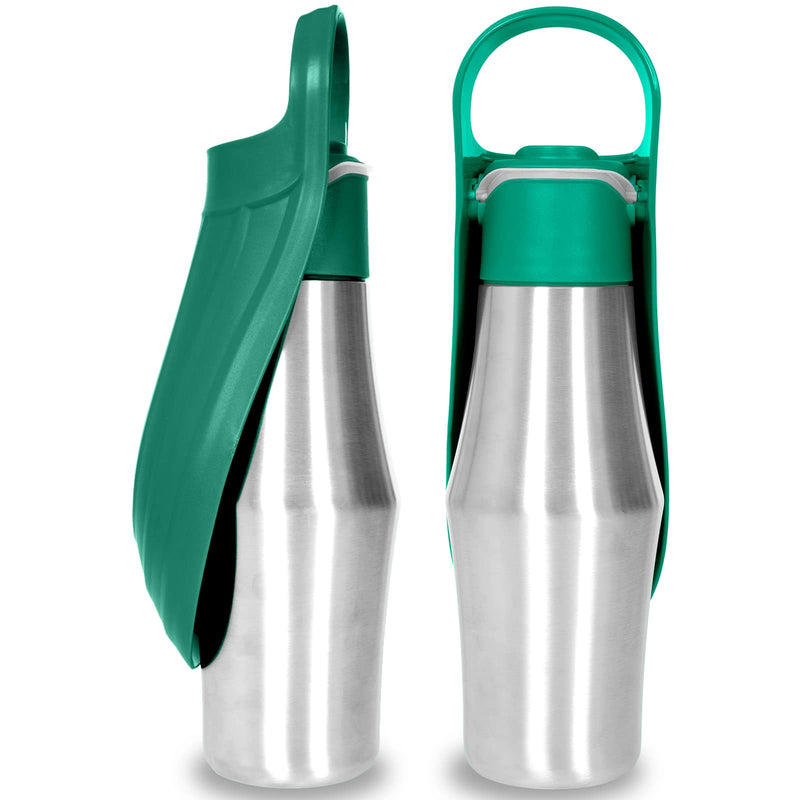 Dog Water Bottle, Portable Dog Water Bottle Dispenser - 27 OZ Stainless Steel Leak-Proof Water Bottle for Dogs On The Go, Perfect for Travel, Walking, Hiking and Outdoor Activities, Green 1-Pack - BeesActive Australia