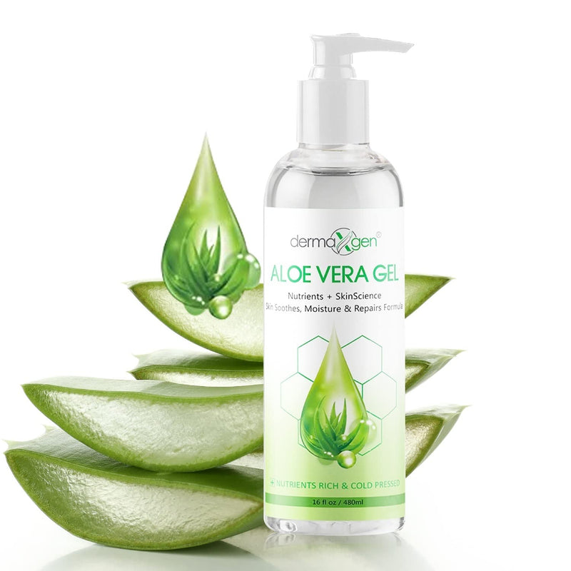 Aloe Vera Gel - Organic 100% Pure Aloe + Witch Hazel + Vitamin C + Vitamin E - Skin Soothes, Moisture And Repair Formula, Nutrients Rich And Cold Pressed - 16 FL OZ / 480 ML 16 Fl Oz (Pack of 1)