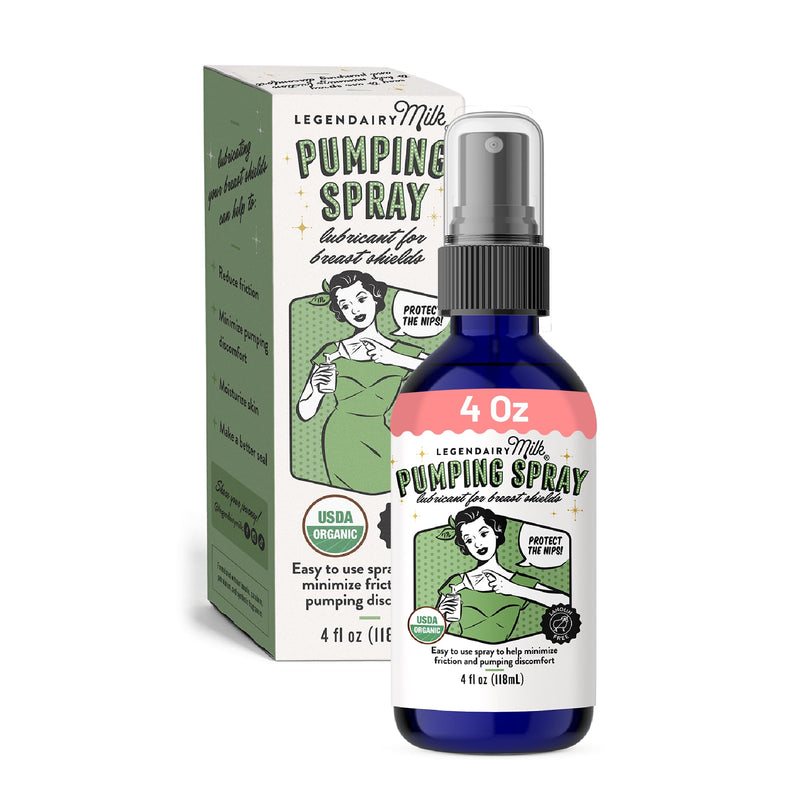 Legendairy Milk Pumping Spray 4 oz., Helps Sore Nipples & Clogged Ducts, Organic Lubricant for Breast Shields and Flanges, Vegan Breast Pump Spray, Natural & Lanolin-Free, Made in USA - BeesActive Australia