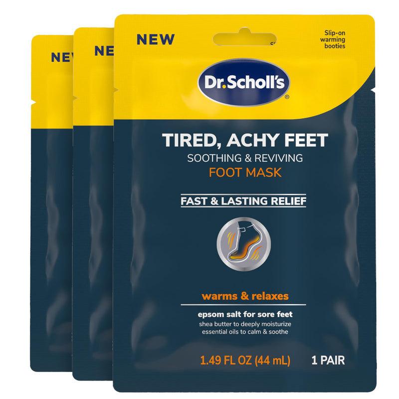 Dr. Scholl's® Tired, Achy Feet Soothing & Reviving Foot Mask, 3 Pair, Warming Booties 3 Count (Pack of 1)