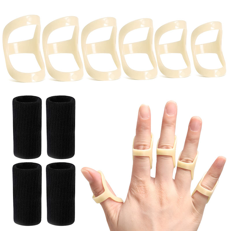 10Pcs Oval Finger Splints & Sleeves Kit, 6 Graduated Oval Trigger Finger Splint & 4 Finger Sleeves for Trigger/Mallet/Arthritis/Straightening, Finger Brace Support for Thumb/Middle/Ring/Index/Pinky(Size 4,5,6,7,8,9) - BeesActive Australia