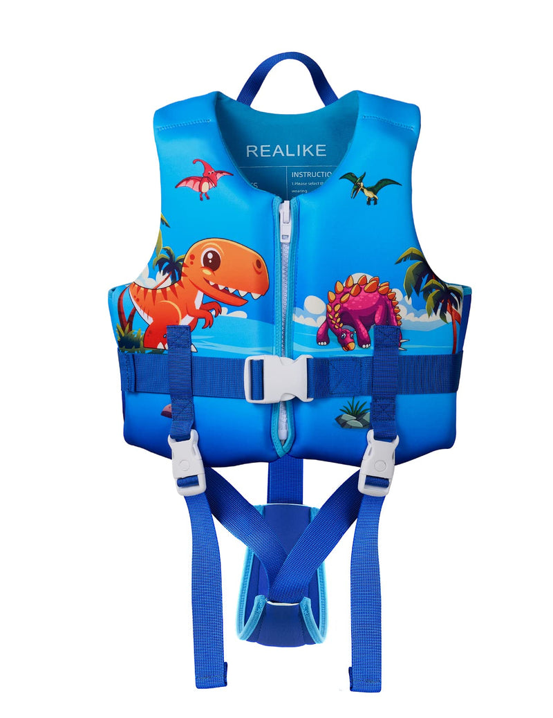 REALIKE Kids Swim Vest Toddler Floaties Adjustable Safety Strap Swimming Aids for Toddlers Children Float Swimsuit, Suitable for Age 2-10 Years/22-88lbs Dinosaur-2 Small(2-4 yrs/22-33 lbs)