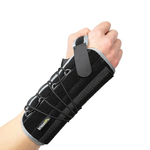 BraceUP Quick Wrap Wrist Brace for Carpal Tunnel, Tendonitis, and Arthritis – Hand and Wrist Support Splint (Right Hand) Right Hand