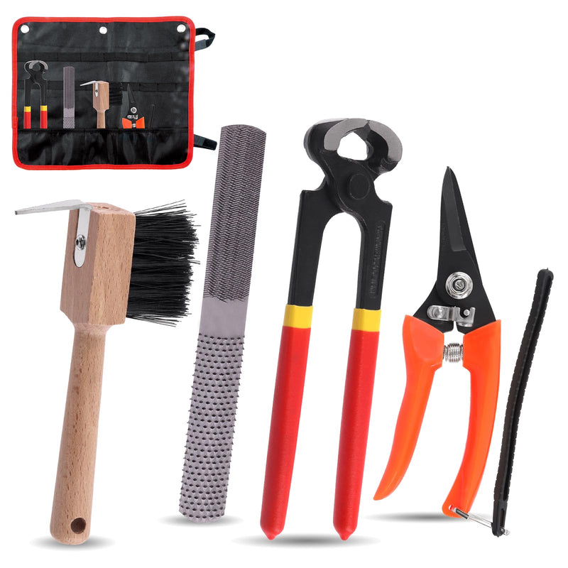 5Pcs Professional Farrier Tools Kit with Roll Pack Hoof Trimming Tools Set Includes Hoof Nipper, Hoof Trimming Shears, Hoof Rasp, Hoof Cutter for Horse - BeesActive Australia