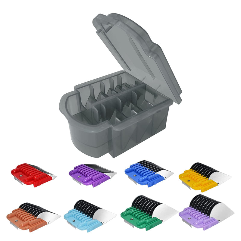 Animal Stainless Steel Attachment 8 Colors Guide Comb Set from 1/8 Inch to 1 Inch(3-25mm),Compatible with Andis, Oster A5, Wahl KM10 Series Clipper Detachable Blade(Only fit for 15# 10# 30# blade) 8 PACK - BeesActive Australia
