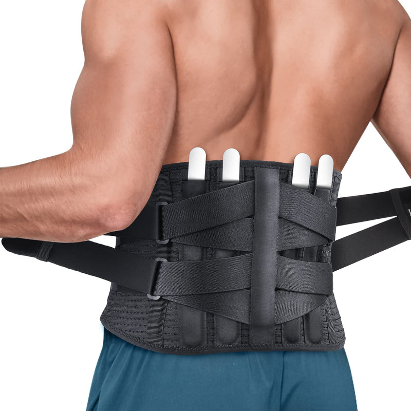 Back Brace for Men Lower Back - 2023 Lumbar Support Back Support Belt for Men and Women Lower Back Pain Relief, Herniated Disc, Sciatica, Scoliosis, Max Support with Steel Stays for Heavy Lifting M(33.5"-43") - BeesActive Australia