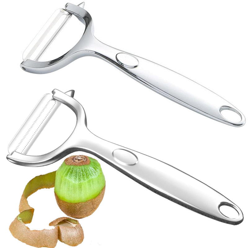 Vegetable Peeler Potato Peeler, Heavy 0.24Ib Stainless Steel Non-Slip Handle and Sharp Blades, Set Of 2 (1 Straight 1 Serrated Blade) Collaborative Work Perfect Peeling of all Crusts and Soft Skins Heavy Duty 6.29 "x 2.36 "x0.9" - BeesActive Australia