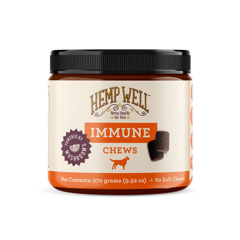 Hemp Well Immune + Allergy Support Dog Soft Chews with Functional Mushrooms and Hemp - 60 Count, Dog Allergy Relief, Itch Relief for Dogs - Dog Vitamins and Supplements for Digestive and Skin Support - PawsPlanet Australia
