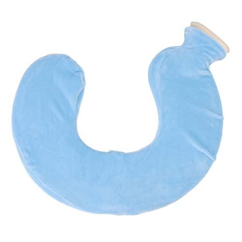U Shaped Neck Warm Water Bag, Hot Water Bottle for Pain Relief Hot Water Bottles Hot & Cold Therapies (Light Blue)