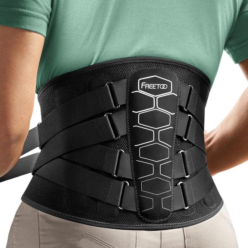 FREETOO Back Brace for Lower Back Pain Relief with Pulley System,Lumbar Support Belt for Men & Women with Lumbar Pad, Ergonomic Design and Soft Breathable 3D Knit Material,for Herniated Disc,Sciatica High Support Large (Waist: 40.5～47.2 Inch) - BeesActive Australia