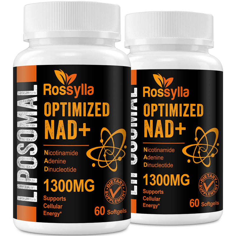 Rossylla Liposomal NAD+ Supplement, 1300 mg per Serving, NAD Plus Supplement with Liposomal Delivery, Supports Cellular Energy and Healthy Aging, 120 Softgels 60 Count (Pack of 2)