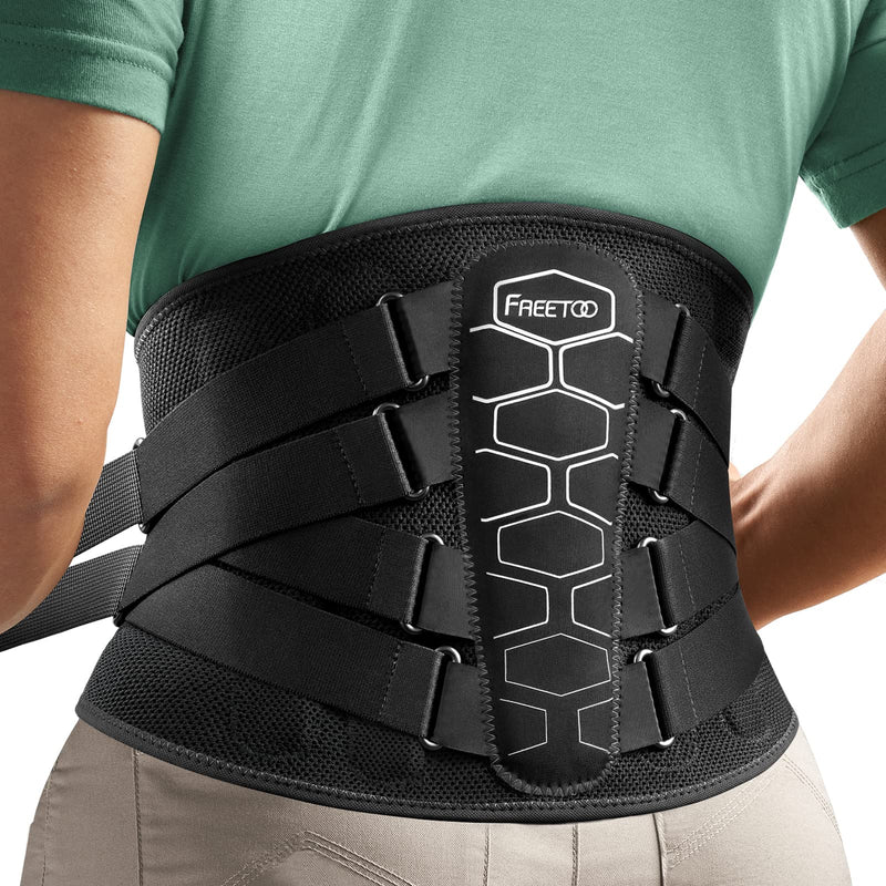 FREETOO Back Brace for Lower Back Pain Relief with Pulley System,Lumbar Support Belt for Men & Women with Lumbar Pad, Ergonomic Design and Soft Breathable 3D Knit Material,for Herniated Disc,Sciatica High Support Medium (Waist: 33.4～40.5 Inch) - BeesActive Australia