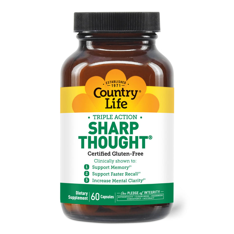 Country Life Sharp Thought Phosphatidylserine with DHA, 60 Capsules | Sharp-PS Gold with 100 mg phosphatidylserine and 8 mg DHA per capsule for cognitive support 60 Count (Pack of 1)
