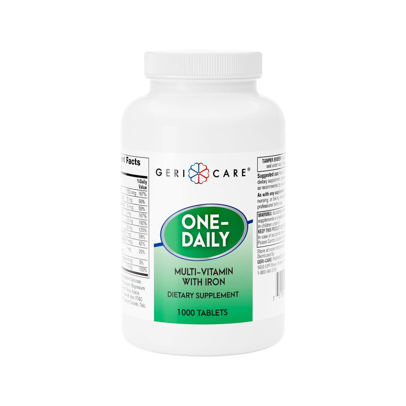 GeriCare One-Daily Multi-Vitamin with Iron, Complete Daily Nutritional Supplement with Essential Minerals for Energy, Immunity, Bone & Overall Wellness, 1000 Count (Pack of 1) 1000 Count (Pack of 1)