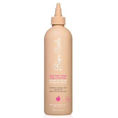 Rizos Curls Apple Cider Vinegar Scalp & Hair Rinse, Clarifies to Remove Product Buildup, Balance Oils, Revive Hair & Scalp, Enhances Softness & Shine, 10 oz ACV Rinse