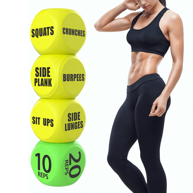 TidyFriend 2 Pack Exercise Dice – 6 Sided Foam Workout Dice for Teens & Adults, Fun Fitness Equipment for Solo or Group Classes, Home Gym Use – Great Workout Equipment & Gifts for Gym Lovers (Yellow) Yellow