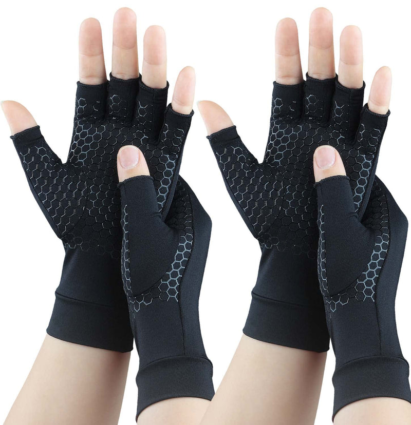 Gorbgle 2 Pairs Copper Arthritis Gloves for Carpal Tunnel Pain Relief, Compression Gloves to Alleviate Hand Pain,Swelling,Fingerless Computer Typing Gloves for Rheumatoid,Tendonitis Women/Men(Medium) Medium - BeesActive Australia