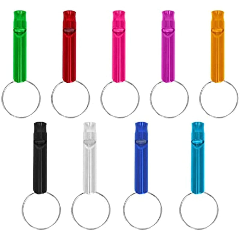 Meikakka Emergency Whistle Outdoor Sport,Women Man GiftsKeychain,High Pitch Creative Whistle Aluminum Alloy Clear Sound Whistle for Camping Hunting Hiking Training，Random Color - BeesActive Australia