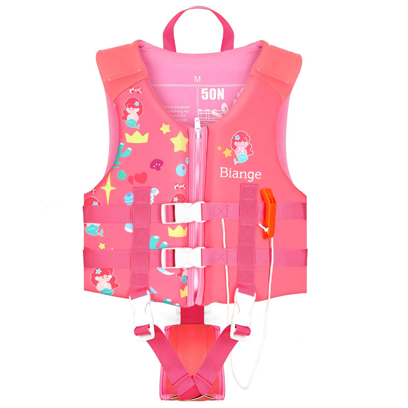Kids Swim Vest, Child Swimming Jacket Toddler Floaties Swim Float Aid with Emergency Whistle for Boys Girls Ages 1-9 Years Old Pink Mermaid L(6-9Years) - BeesActive Australia