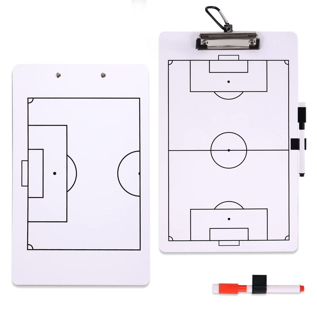 LUTER Soccer Clipboard for Coaches Tactics Whiteboard, Double-Sided Dry Erase Clipboard with 2pcs Dry Erase Marker Pens 2pcs Pen Holders and Carabiner, Coaches Marker Board for Soccer Coach & Referee - BeesActive Australia