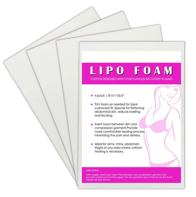 4 Pack Lipo Foam Post-surgical Ab Board Flattening Abdominal Compression Board for using with Post Liposuction Surgery Compression Garments Foam pads for Recovery 8"X11" White - BeesActive Australia