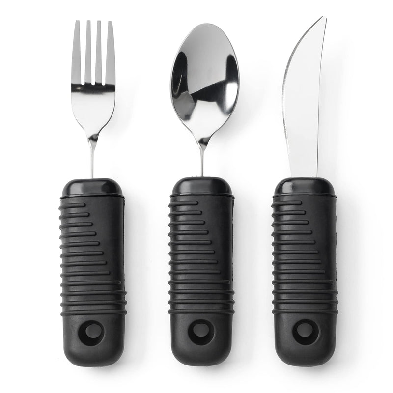 Mars Wellness Weighted Utensils Set - 3-Piece Heavy Duty, Stainless Steel Fork, Knife, and Spoon Adaptive Utensils Enhanced Stability while Eating for Elderly, Hand Tremors and Parkinson's Patients 3 Piece - BeesActive Australia